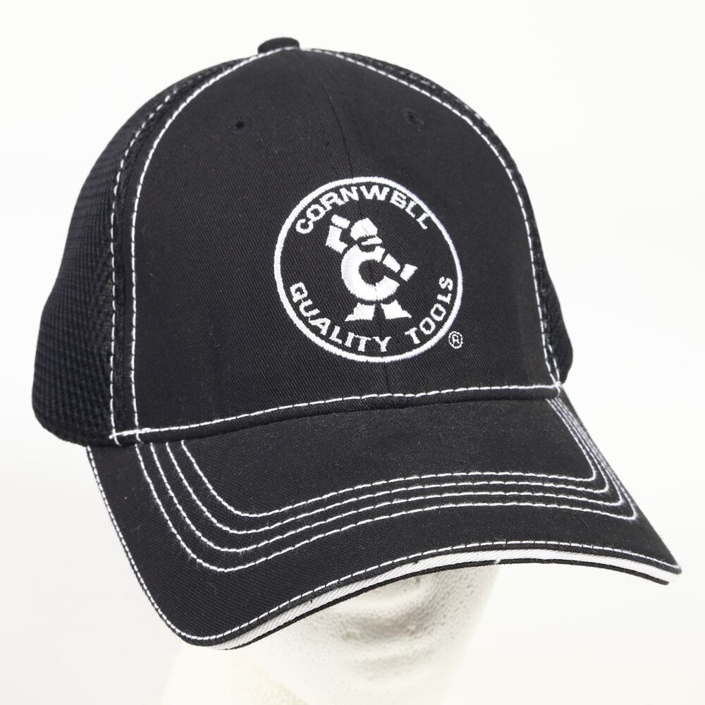 Cornwell Tools Embroidered Logo H&L Jersey Mesh Trucker Hat Black White